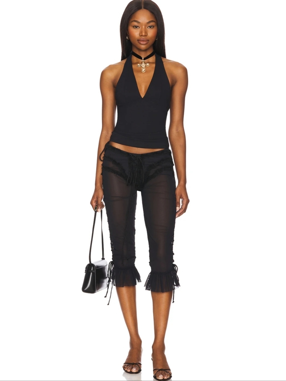 NWT Free People Still Here Halter Top in Black